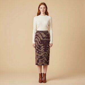 Peruvian Connection Womens Small Knitted Pattern Midi Skirt